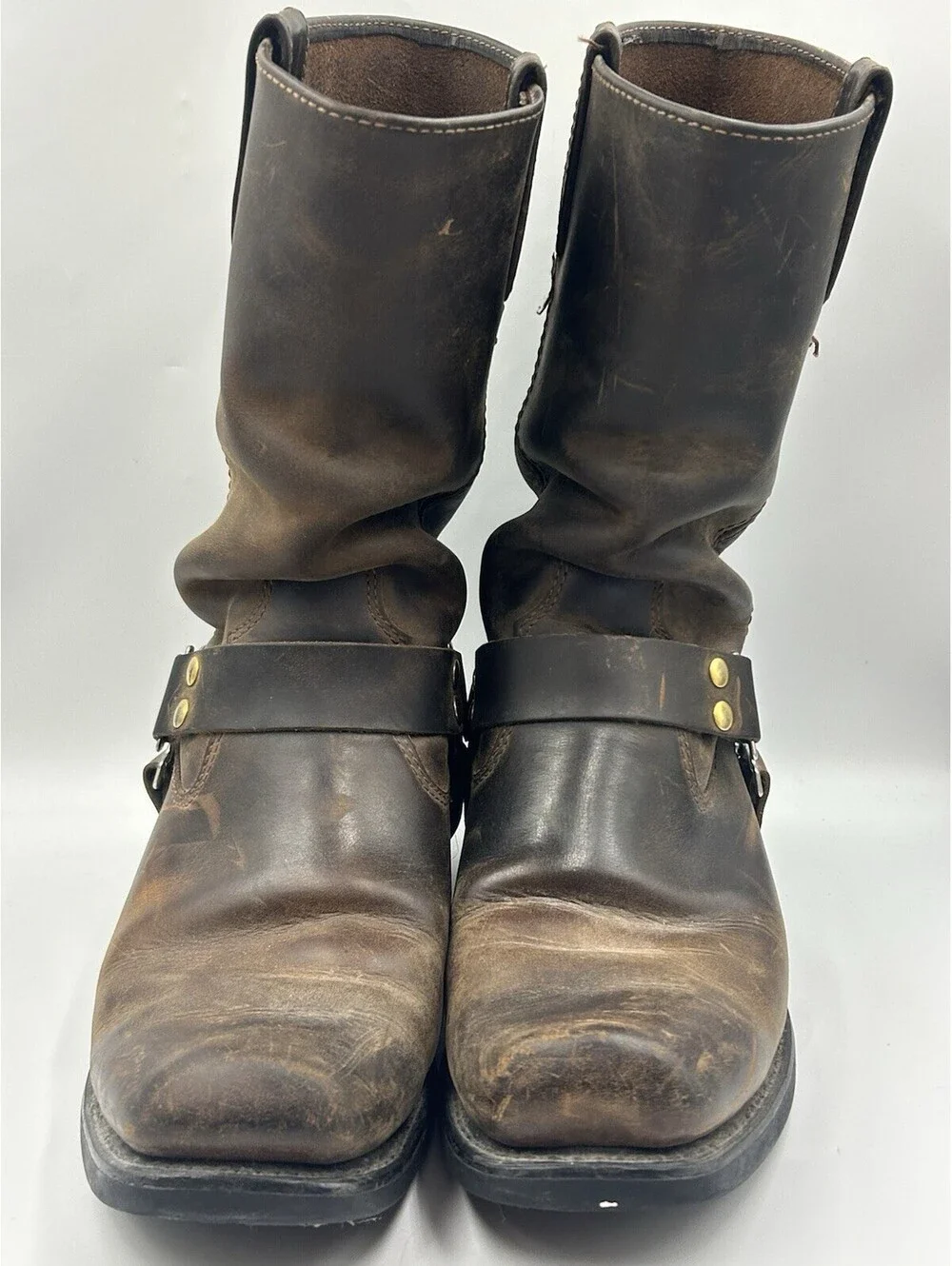 Vintage Harley Davidson 98409 Harness Boots Mens 9 Brown Leather Eagle Biker